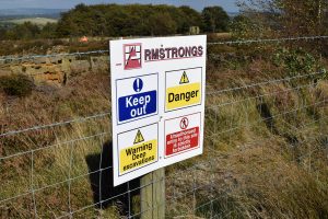 Armstrongs and the environment: Health and safety sign at Brinscall Quarry