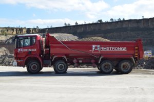 Iconic red Armstrongs Tipper wagon at Pilkington Quarry- Ideal for Muck Away